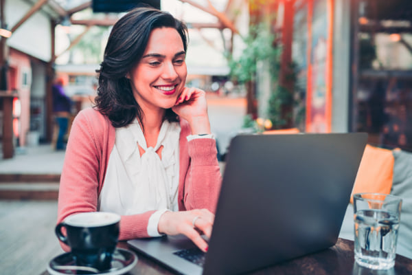 blogger working on laptop